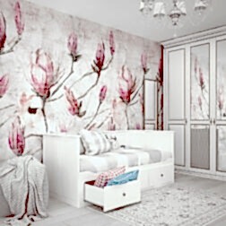 Pembe Çiçeli Tomurcuk Duvar Kağıdı 3 DK1005