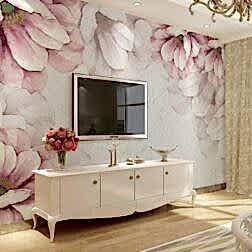 Büyük Pembe Çiçek Desenli Duvar Kağıdı 6 DK1139