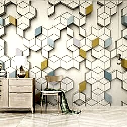 Renkli Mini Küp Küp Desenli Duvar Kağıdı 5 DK1223