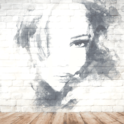 Taş Desenli Kız Silüetli Duvar Kağıdı 8 DK1430