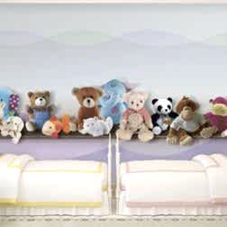 Oyuncak Hayvanlar ve Nokta Desen Duvar Kağıdı 7 DK9692