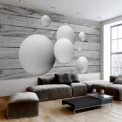 Eskitme Ahşap Üzerinde Geometrik Top Duvar Kağıdı 7 DK9704