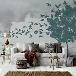 Ağacın Çevresinde Uçan Kuşlar Duvar Kağıdı 7 DK9912 2