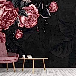 Pembe Güller ve Koyu Arka Planda Yaprakları Duvar Kağıdı 9 DK9995