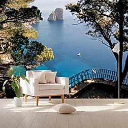 Balkonda Ağaçların Arasında Deniz Manzarası Duvar Kağıdı 5 LS0099 2