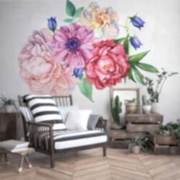 Çiçek Pembe Papatya Somon Kırmızı Gül Şakayık Mavi Lale Duvar Stickeri 7 OU ST 673447663 1