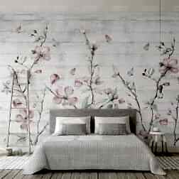 Uzun Gövdeli Açık Renk Çiçekler Duvar Kağıdı 6 DK1446