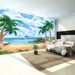 Palmiye Ağaçları ve Deniz Manzarası Duvar Kağıdı 4 DK1448