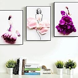 Marilyn Monroe ve Mor Çiçekli Kadın Kanvas Tablo 7 KT0004