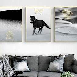 Göl At Karlı Dağ Manzaralı Kanvas Tablo 8 KT0054