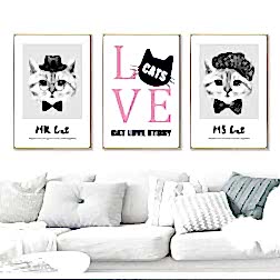 Kediler Aşkına Sevimli Kediler Kanvas Tablo 2 KT0073