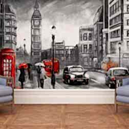 Londra'da Yağmurlu Bir Gün Suluboya Duvar Kağıdı 5 142 Medium
