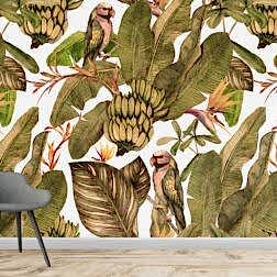 Tropikal Bitki Yaprakları Kuş Çiçek Egzotik Duvar Kağıdı 3 a Medium