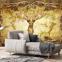 Tablo Görünüm Geyikler Sanatsal Duvar Kağıdı 8 BHAN1003