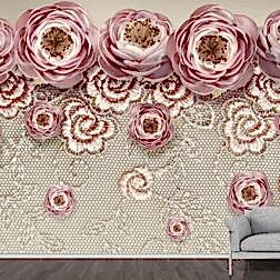 Küçük Büyük Pembe Güller Desenler Duvar Kağıdı 8 BHF3014