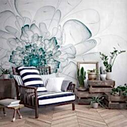 Soyut Mürekkep Çiçek Desenli Duvar Kağıdı 9 bhf4009