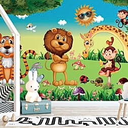 Güneş Gözlüklü Güneş ve Hayvan Dostlarımız Duvar Kağıdı 9 BHK2056