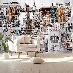 Ülke Adları ile Dünya Haritası Duvar Kağıdı 9 BHM1007