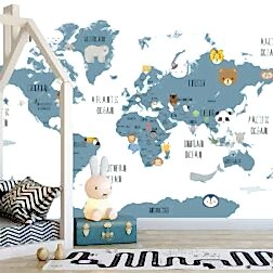 Çizgi Film Sevimli Hayvanlar Dünya Haritası Duvar Kağıdı 4 il fullxfull.2188689455 dk5o