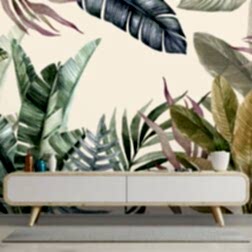 Büyük Muz Palmiye Yaprakları Suluboya Bitkiler Duvar Kağıdı 3 il fullxfull.2748941645 ne1v