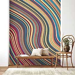Eğik Dalgalı Çizgiler ile Soyut Arka Plan Gökkuşağı Duvar Kağıdı