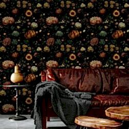 Koyu Çiçek Botanik Duvar Kağıdı