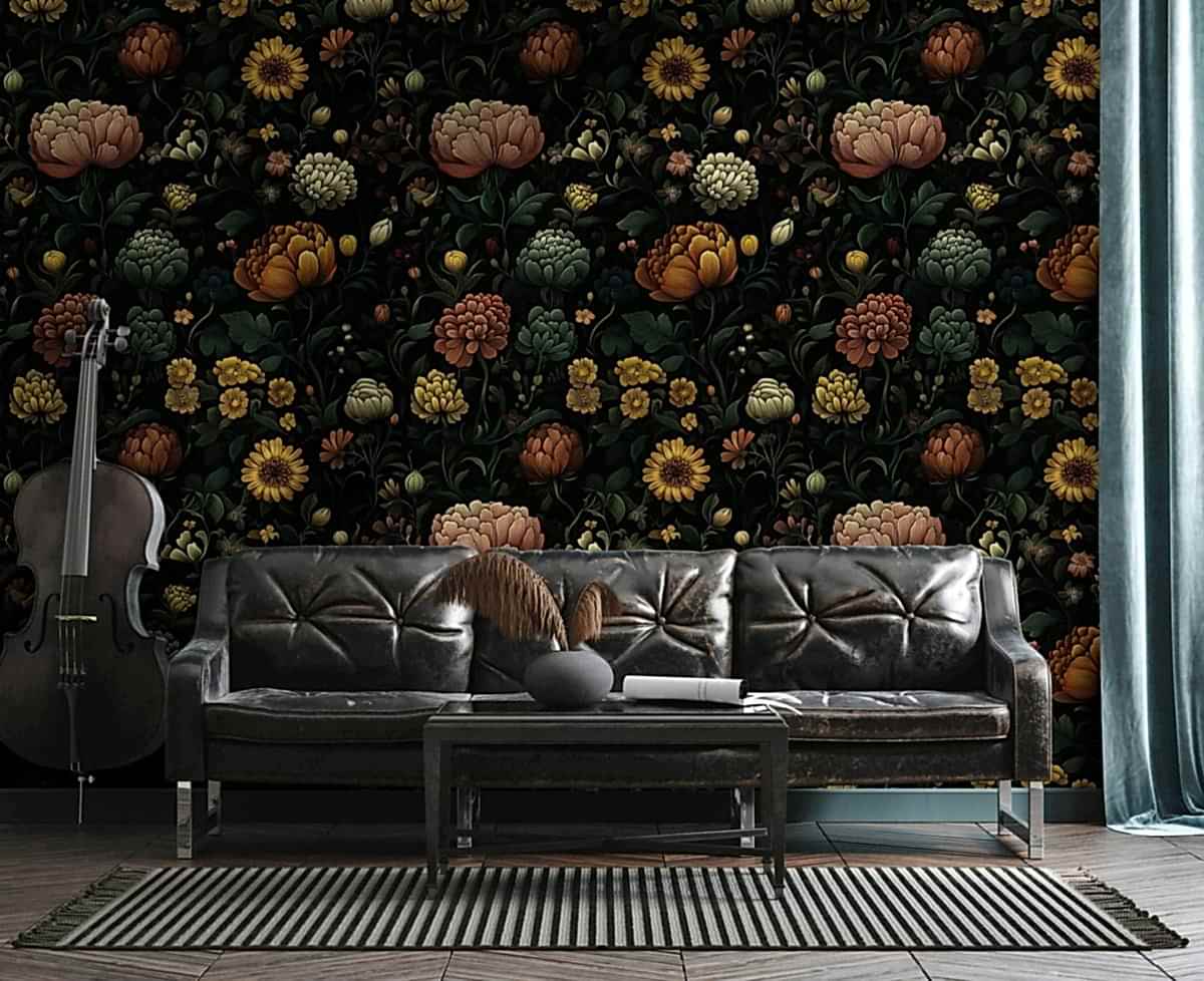 1730367021922_9aedc111b67d3023a0a8e1b30bc83ec5_1_1724418538.jpg Koyu Çiçek Botanik Duvar Kağıdı