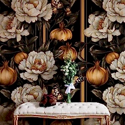 Zarif Art Deco Şakayık Çiçek Duvar Kağıdı