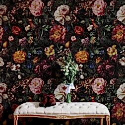 Lüks Vintage Şakayık Çiçek Duvar Kağıdı