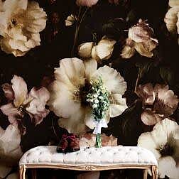 Koyu Çiçekli Vintage Esintili Duvar Kağıdı