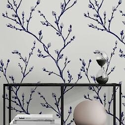 Lacivert Söğüt Dalı Duvar Kağıdı