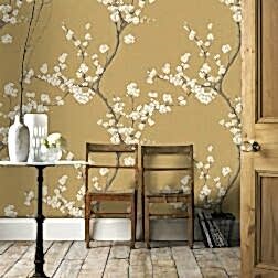 Hardal Çin Esintili Duvar Kağıdı