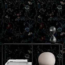 Koyu Çiçekli Botanik Duvar Kağıdı