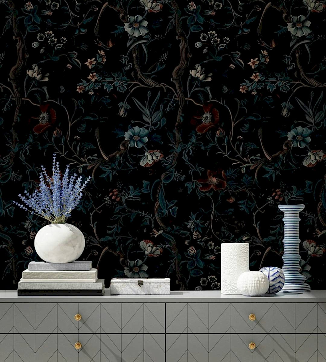 1730366791724_c507444552f22e0a6114e0156b1d6a33_2_1720609616.jpg Koyu Çiçekli Botanik Duvar Kağıdı