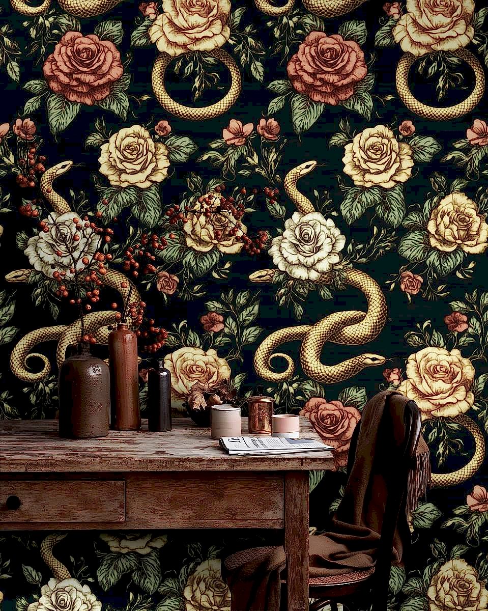 1730979530440-image-1730979530434-794888191.jpg Yılan Bahçesi Çiçekli Duvar Kağıdı