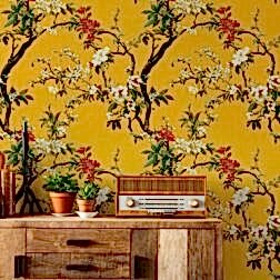 Altın Bahar Çiçekli Duvar Kağıdı