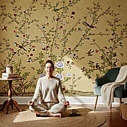 Chinoiserie Tarzı Duvar Kağıdı - Kuşlar ve Çiçekler Motifli